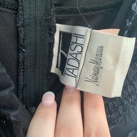 Tadashi Neiman Marcus Ruffle Sparkle Fitted Dress - Picture 4 of 8